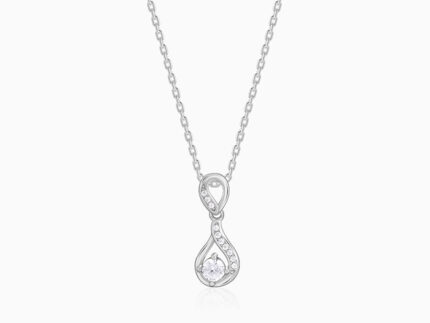 Silver Zircon Twist Necklace