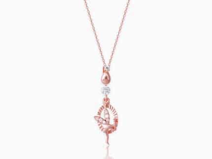 Rose Gold Zircon Fairy Pendant with Link Chain