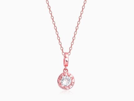Rose Gold Minimal Zircon Pendant with Link Chain