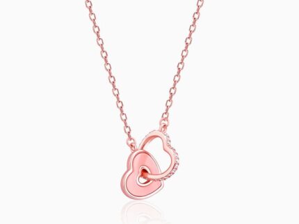 Rose Gold Interlocked Hearts Necklace