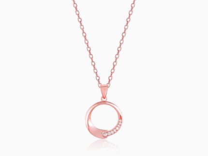 Rose Gold Circle of Love Pendant with Link Chain