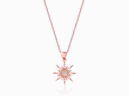Rose Gold Solar Flare Pendant with Link Chain