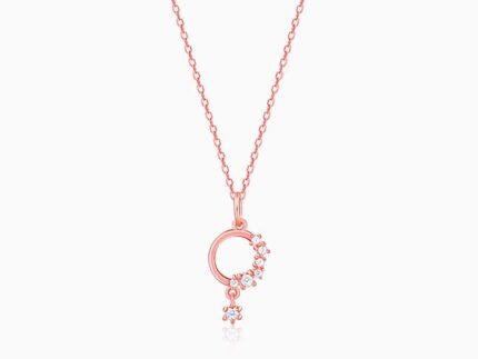 Rose Gold Circular Drop Pendant With Link Chain