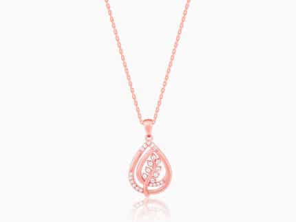 Rose Gold Leaf Ritz Pendant With Link Chain