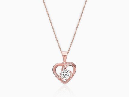 Rose Gold Swirl Heart Pendant with Link Chain