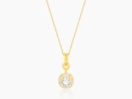 Golden Classy Solitaire Pendant With Link Chain