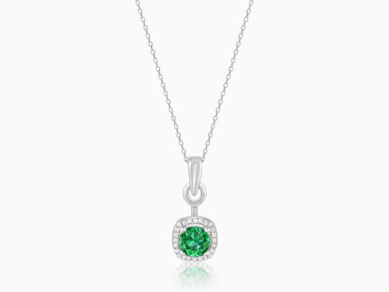 Silver Green Galaxy Pendant With Link Chain
