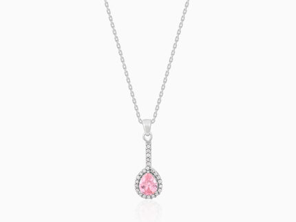 Silver Awe in Pink Pendant With Link Chain