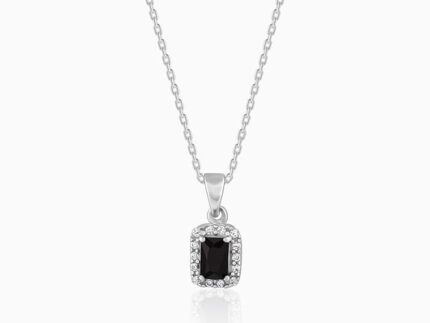 Silver Black Opulence Pendant With Link Chain