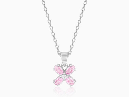 Silver Pop N Pink Pendant With Link Chain