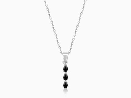Silver Black Axis Pendant With Link Chain