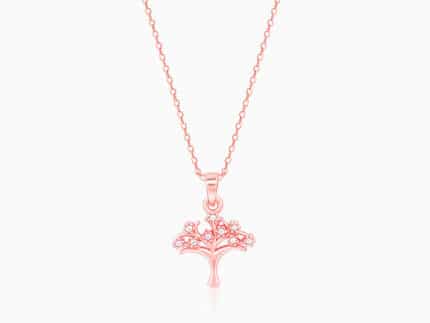 Rose Gold Treeful Pendant With Link Chain