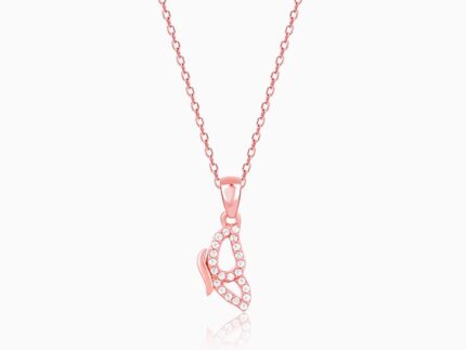 Rose Gold Dazzling Butterfly Pendant With Link Chain