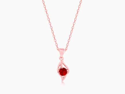 Rose Gold Falling Dew in Red Pendant With Link Chain