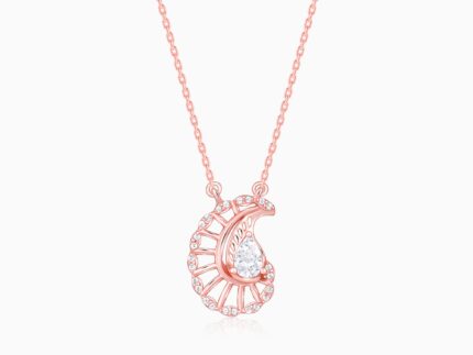Rose Gold Classy Paisley Pendant With Link Chain