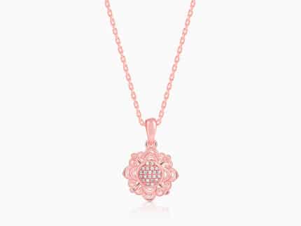 Rose Gold Bloomie Pendant With Link Chain