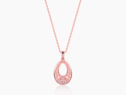 Rose Gold Wonderful Drop Pendant With Link Chain
