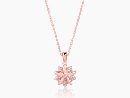 Rose Gold Cutest Flower Pendant With Link Chain