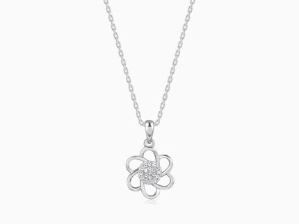 Silver Floral Moment Pendant With Link Chain