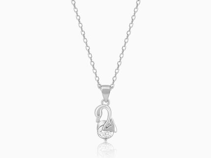 Silver Mini Swan Pendant with Link Chain