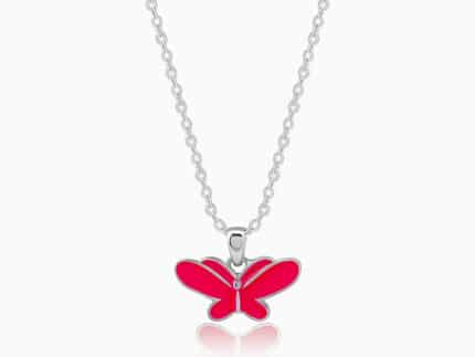 Silver Pookie Butterfly Kids Pendant With Link Chain