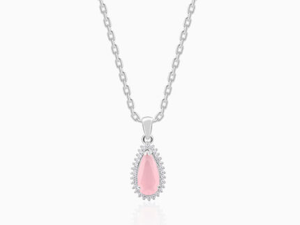 Silver Blush Aura Drop Pendant With Link Chain