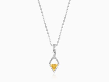 Silver Yellow Prism Pendant with Link Chain