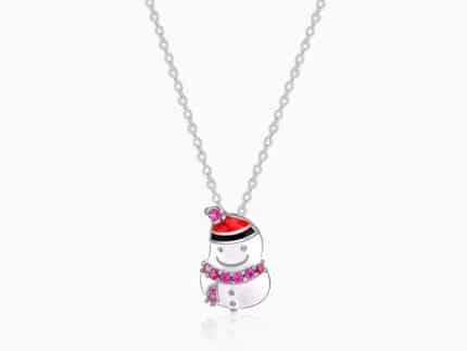 Silver Snowman Kids Pendant With Link Chain