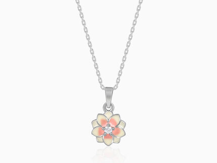 Silver Floral Fusion Pendant With Link Chain
