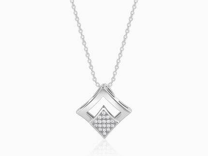 Silver Radiant Rhombus Pendant with Link Chain