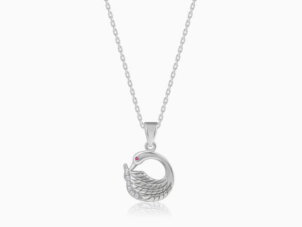 Silver Classy Swan Pendant with Link Chain