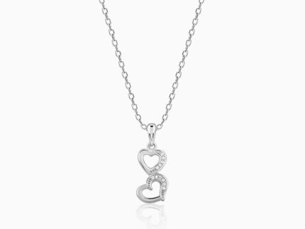 Silver All Hearts Pendant With Link Chain