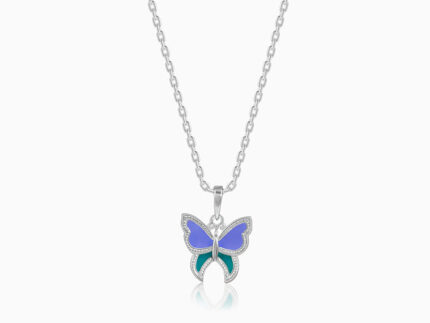 Silver Flutter Muse Pendant With Link Chain