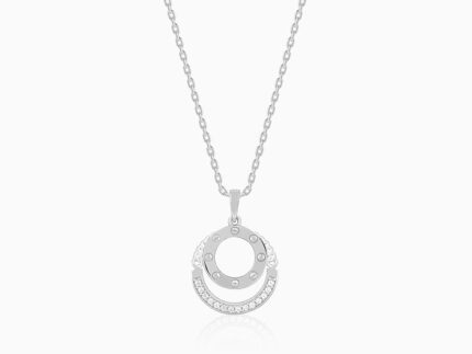 Silver Celestial Circle Pendant With Link Chain
