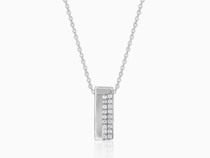Silver Stellar Bar Pendant With Link Chain