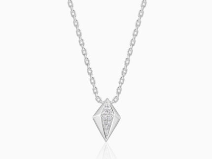 Silver Shiny Rhombus Pendant With Link Chain