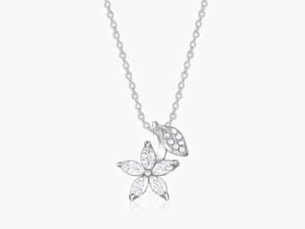 Silver Classic Floral Pendant with Link Chain