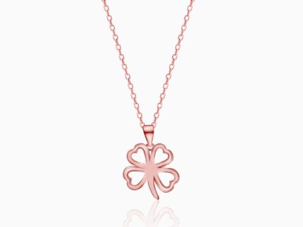 Rose Gold Clover Pendant with Link Chain