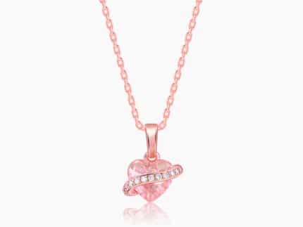 Rose Gold Heartlet Glow Pendant With Link Chain