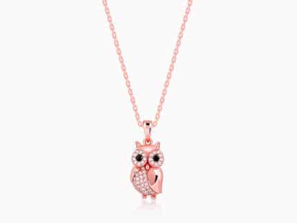Rose Gold Owl Pendant With Link Chain