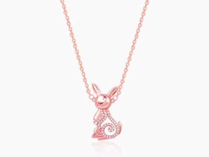 Rose Gold Rabbit Pendant With Link Chain