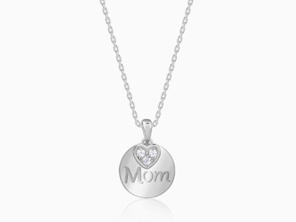 Silver Love for Mom Pendant With Link Chain
