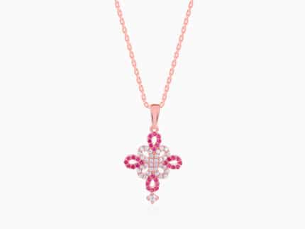 Rose Gold Jolie Flower Pendant With Link Chain