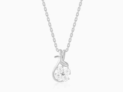 Silver Floral Hug Pendant With Link Chain