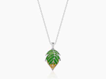 Silver Heavenly Leaf Pendant With Link Chain