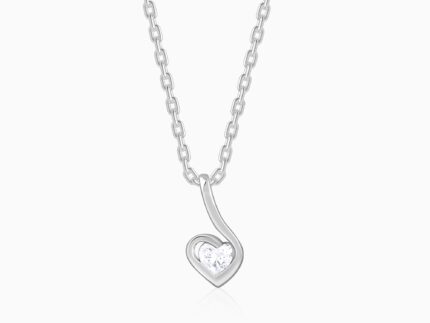 Silver Graceful Love Pendant With Link Chain