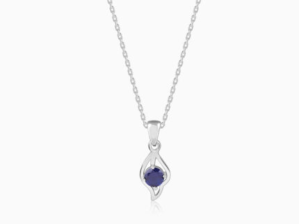 Silver Azure Leaf Pendant With Link Chain
