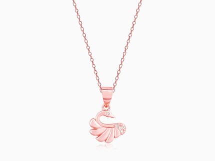 Rose Gold Graceful Swan Pendant With Link Chain