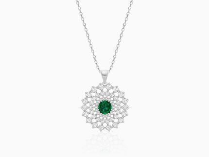 Silver Zircon Emerald Sunshine Pendant