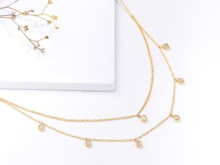Golden Dual Layer Zircon Necklace